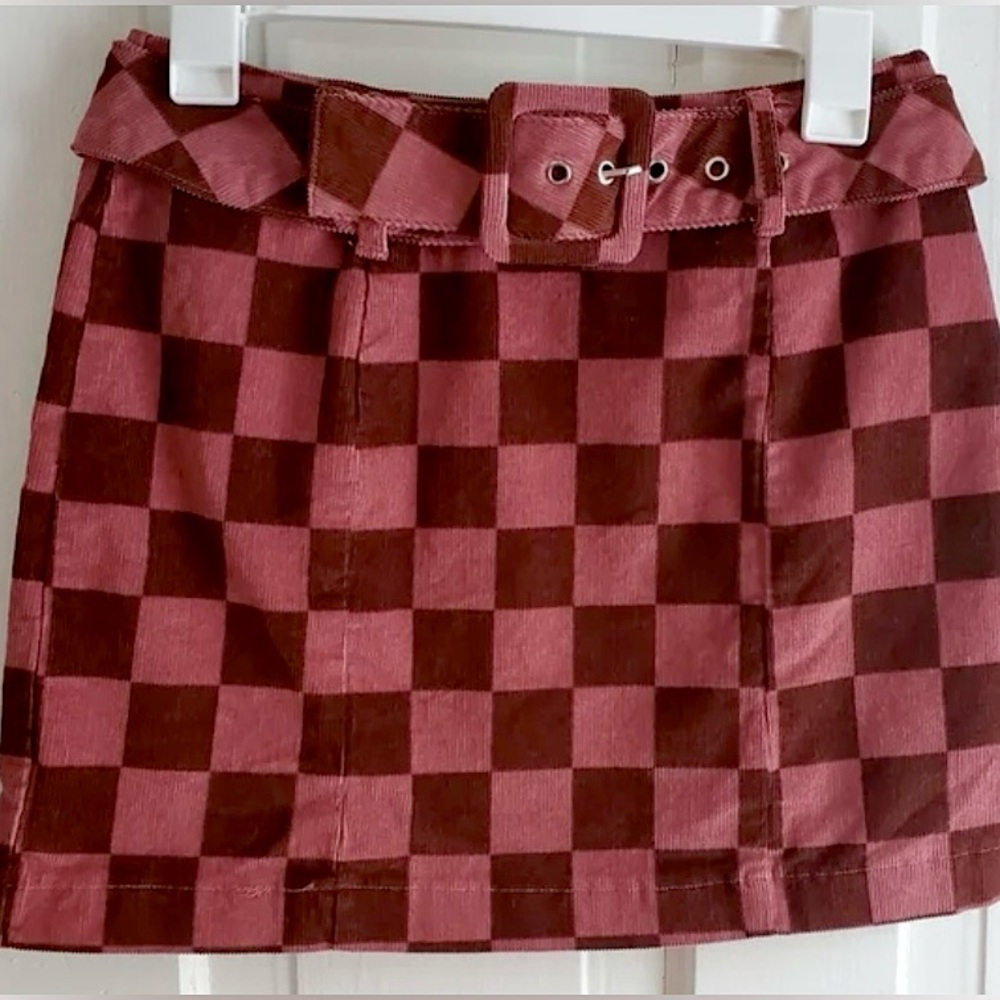 Wild Fable Pink Checkered Corduroy Mini Skirt